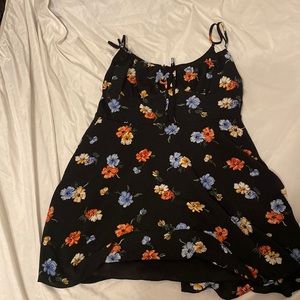 Black dress with flowers adjustable straps and zip up back